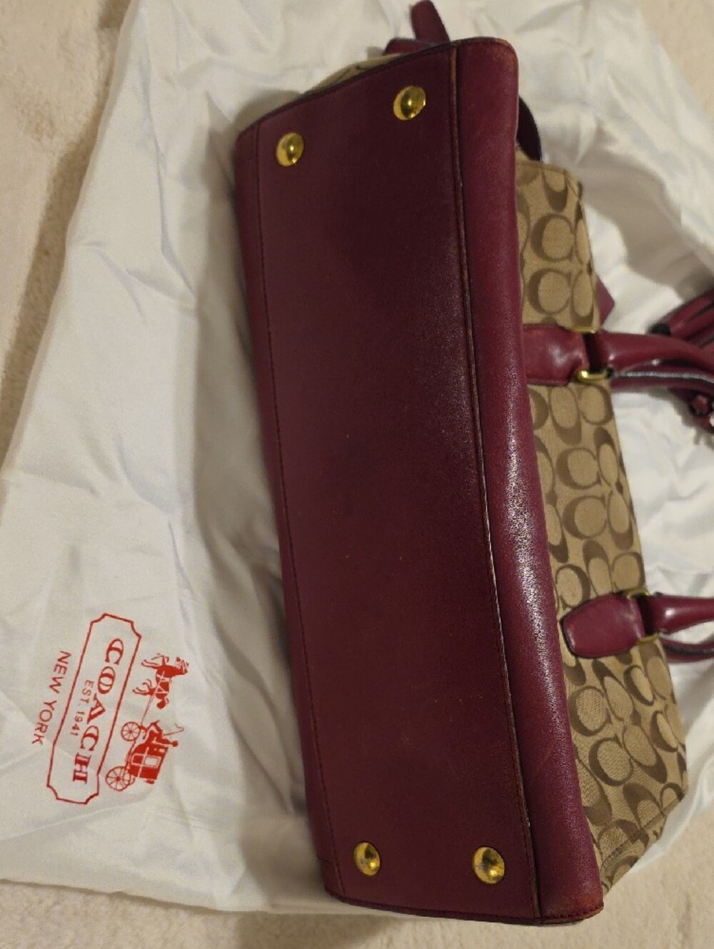 Coach Bag Legacy 25371 Signature C Tassels Burgundy - Picture 12 of 17
